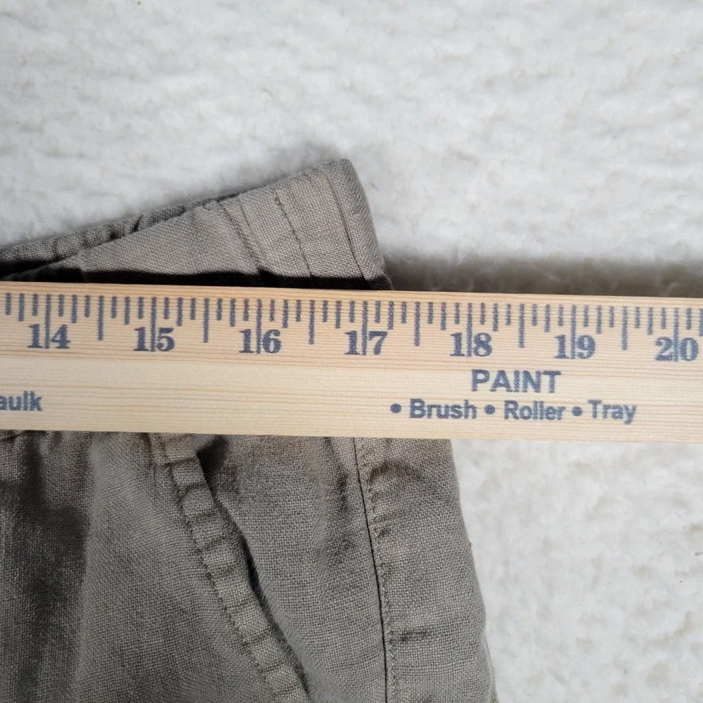 Pure Jill Linen Pants Women Size M Brown Garment Dyed Straight Leg Elastic Waist